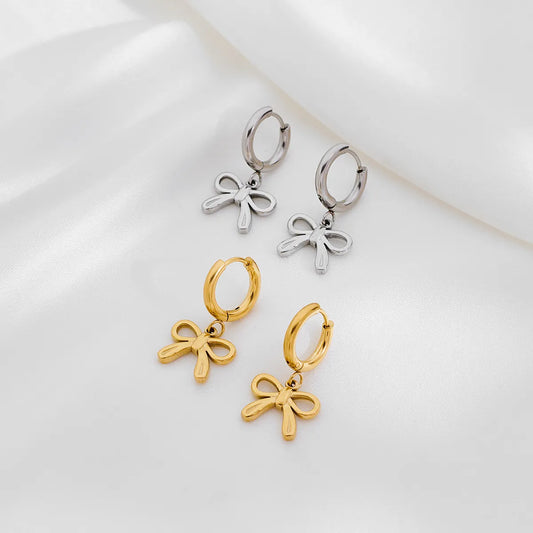 1 Pair Casual Sweet Commute Bow Knot 304 Stainless Steel 18K Gold Plated Drop Earrings