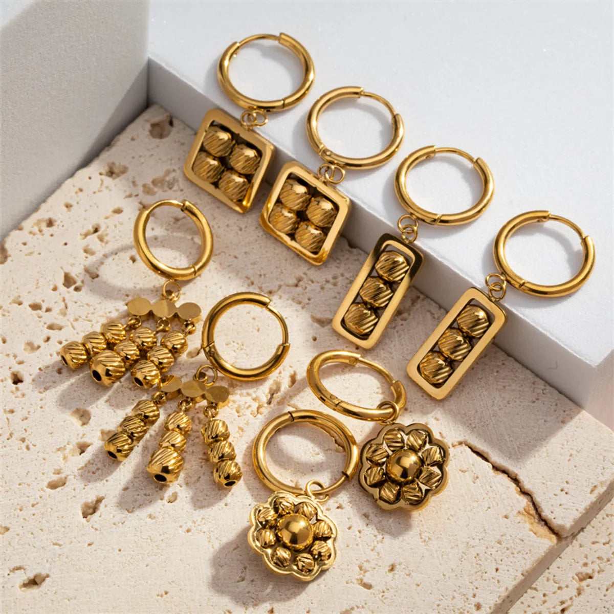 1 Pair Casual Sweet Commute Geometric Plating 304 Stainless Steel 18K Gold Plated Drop Earrings