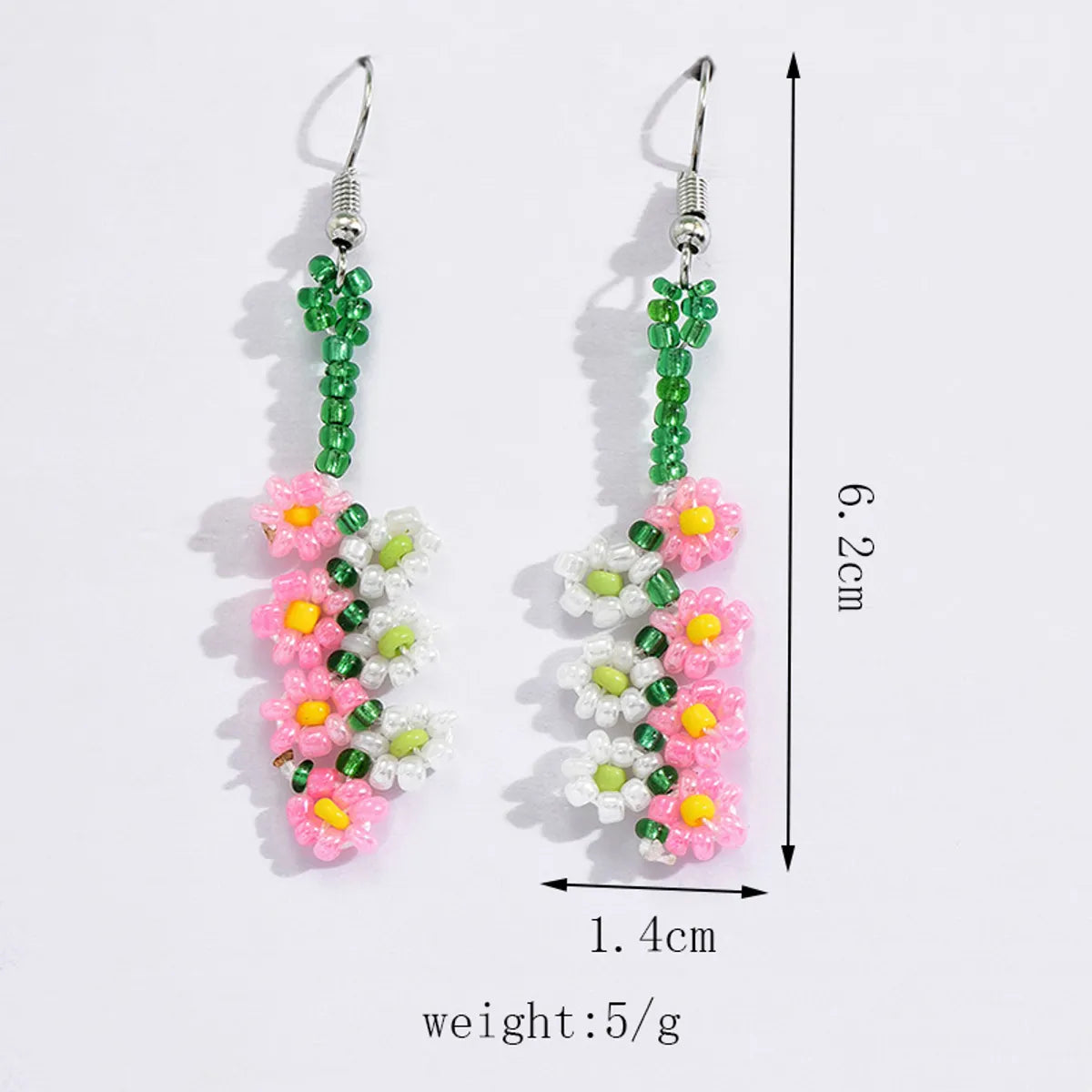 1 Pair Casual Sweet Flower Beaded Alloy Drop Earrings