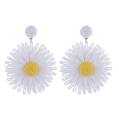 1 Pair Casual Sweet Flower Braid Mixed Materials Drop Earrings