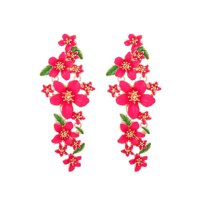 1 Pair Casual Sweet Flower Enamel Zinc Alloy Drop Earrings