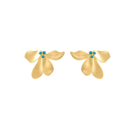 1 Pair Casual Sweet Flower Plating Inlay Titanium Steel Zircon Ear Studs