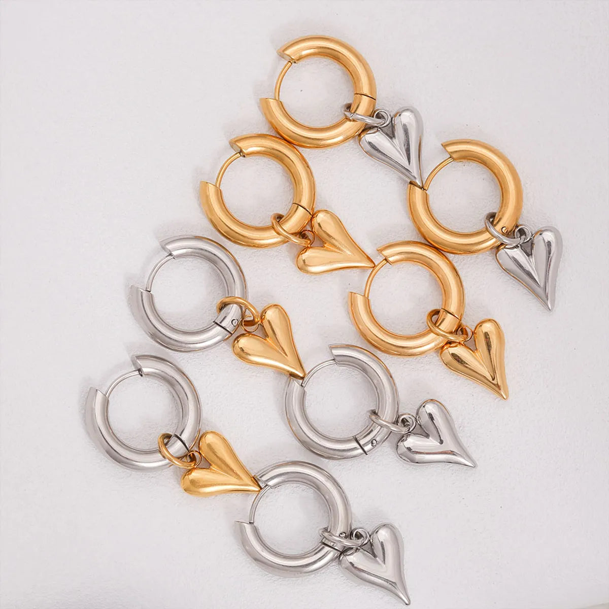 1 Pair Casual Sweet Heart Shape 304 Stainless Steel Drop Earrings