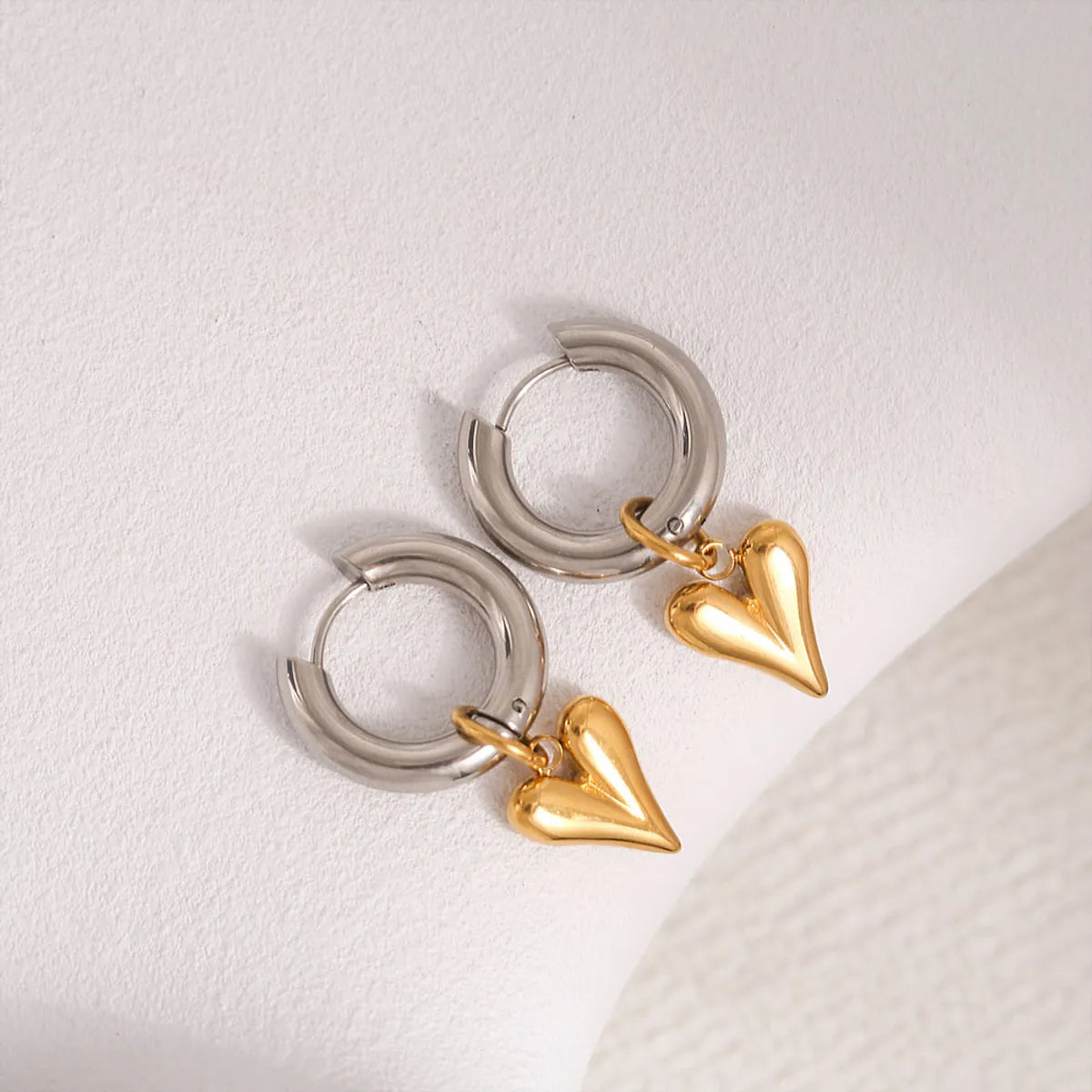 1 Pair Casual Sweet Heart Shape 304 Stainless Steel Drop Earrings