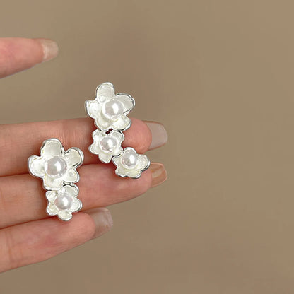 1 Pair Casual Sweet Heart Shape Flower Bow Knot Tassel Enamel Inlay Alloy Rhinestones Drop Earrings Ear Studs