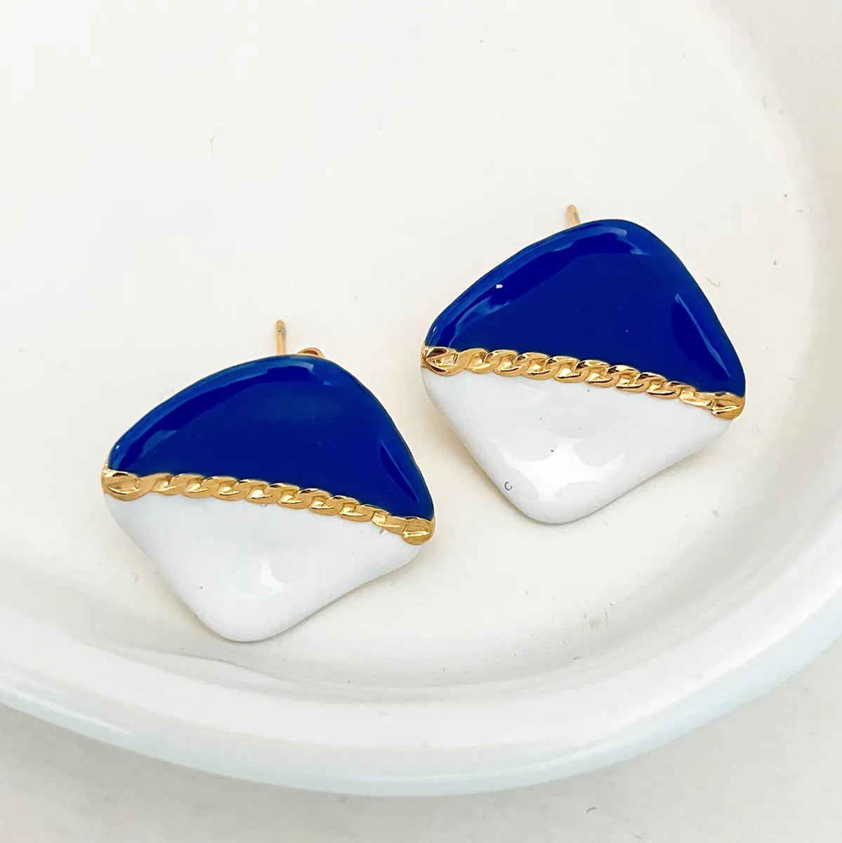 1 Pair Casual Sweet Korean Style Round Leaves Enamel 304 Stainless Steel 14K Gold Plated Drop Earrings