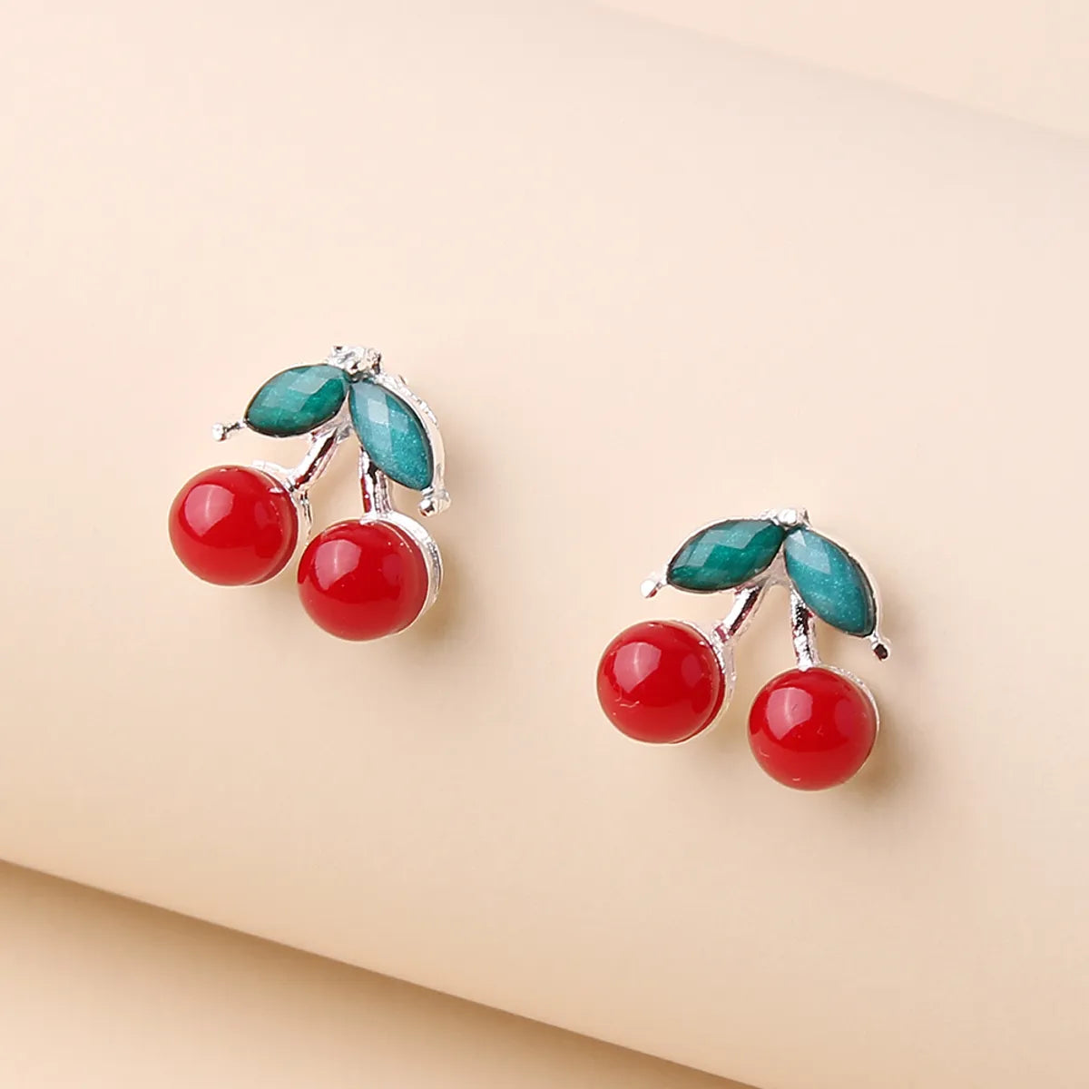 1 Pair Casual Sweet Pastoral Cherry Imitation Pearl Alloy Ear Studs