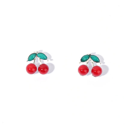 1 Pair Casual Sweet Pastoral Cherry Imitation Pearl Alloy Ear Studs