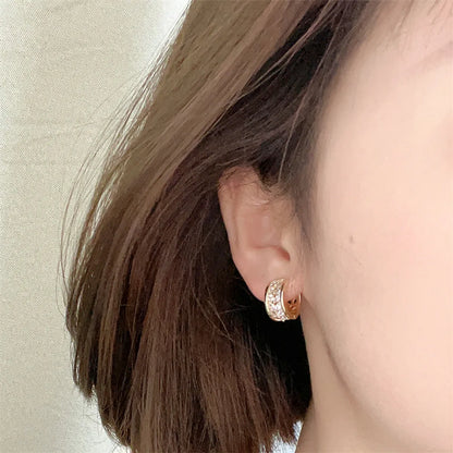 1 Pair Casual Sweet Shiny Round Plating Inlay Copper Zircon Gold Plated Earrings