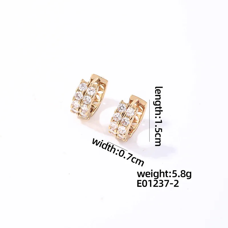 1 Pair Casual Sweet Shiny Round Plating Inlay Copper Zircon K Gold Plated Earrings