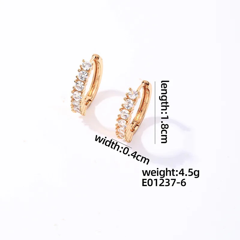 1 Pair Casual Sweet Shiny Round Plating Inlay Copper Zircon K Gold Plated Earrings