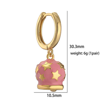 1 Pair Casual Sweet Simple Style Bell Enamel Plating Copper 18k Gold Plated Drop Earrings