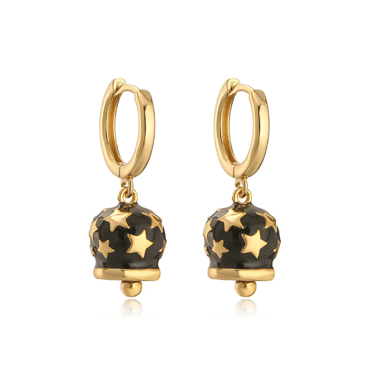 1 Pair Casual Sweet Simple Style Bell Enamel Plating Copper 18k Gold Plated Drop Earrings