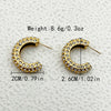 1 Pair Casual Sweet Simple Style C Shape Inlay 304 Stainless Steel Zircon 14K Gold Plated Ear Studs