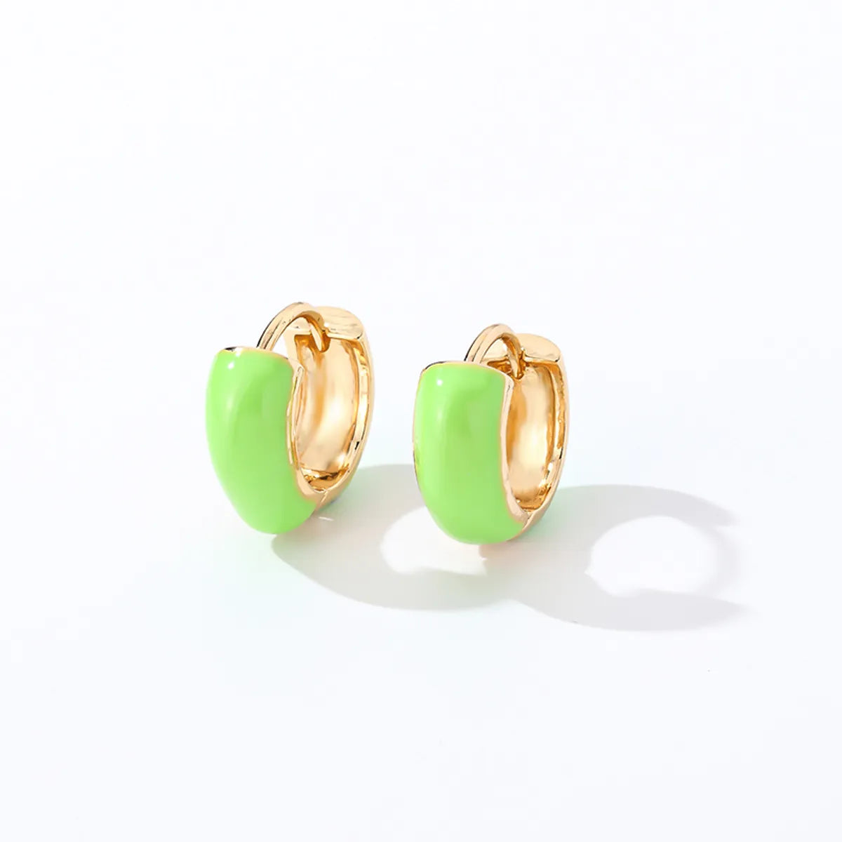 1 Pair Casual Sweet Simple Style Round Enamel Copper Hoop Earrings