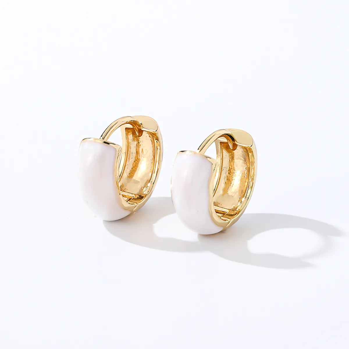 1 Pair Casual Sweet Simple Style Round Enamel Copper Hoop Earrings