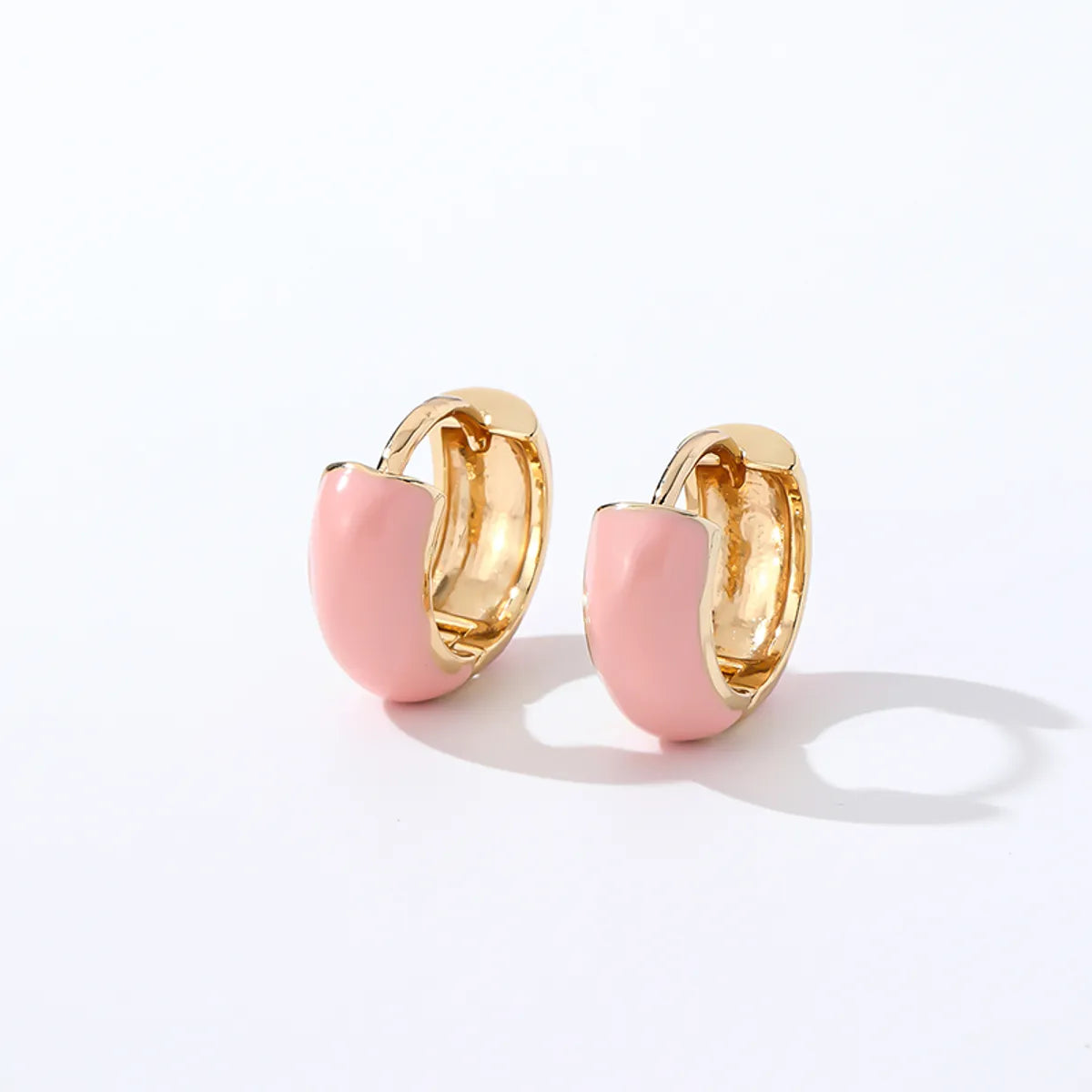 1 Pair Casual Sweet Simple Style Round Enamel Copper Hoop Earrings