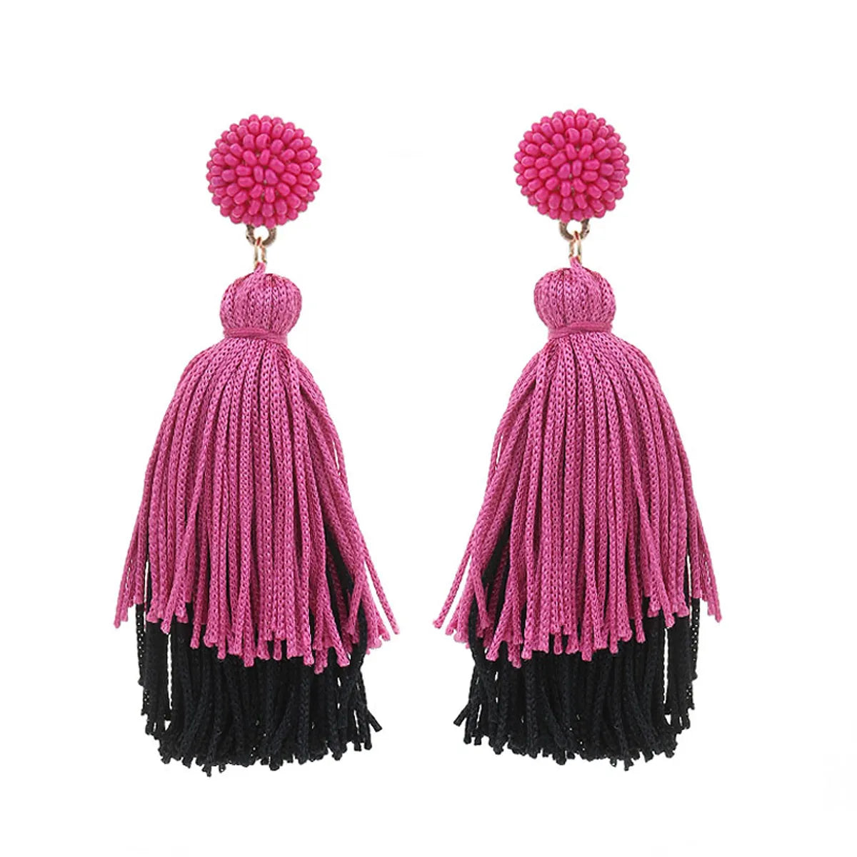 1 Pair Casual Tassel Synthetic Fibre Alloy Glass Drop Earrings