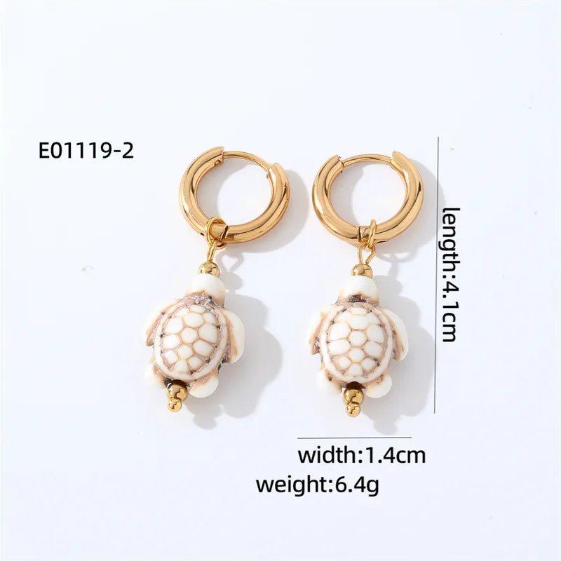 1 Pair Casual Tortoise Plating 304 Stainless Steel Copper K Gold Plated Drop Earrings