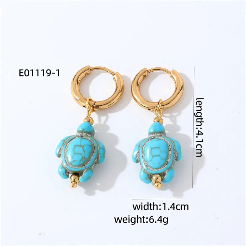 1 Pair Casual Tortoise Plating 304 Stainless Steel Copper K Gold Plated Drop Earrings