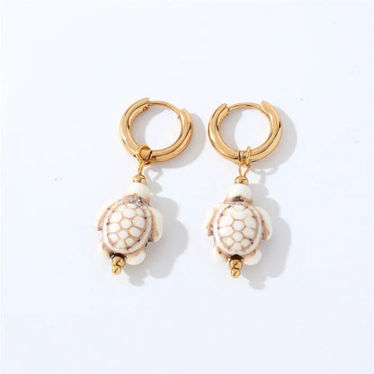 1 Pair Casual Tortoise Plating 304 Stainless Steel Copper K Gold Plated Drop Earrings