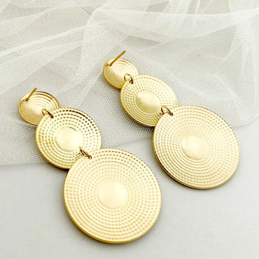 1 Pair Casual Tropical Classic Style Round Patchwork Plating Three-Dimensional 304 Stainless Steel Gold Plated Drop Earrings