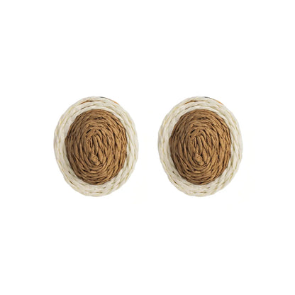 1 Pair Casual Tropical Oval Braid Raffia Ear Studs