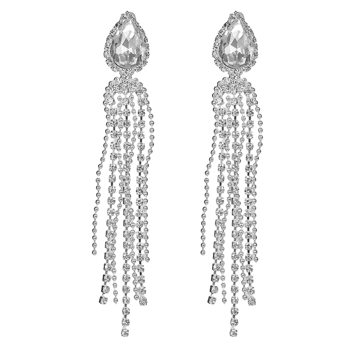 1 Pair Casual Tropical Tassel Inlay 316 Stainless Steel  Rhinestones Drop Earrings