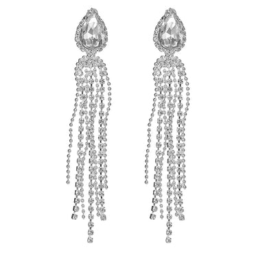 1 Pair Casual Tropical Tassel Inlay 316 Stainless Steel  Rhinestones Drop Earrings