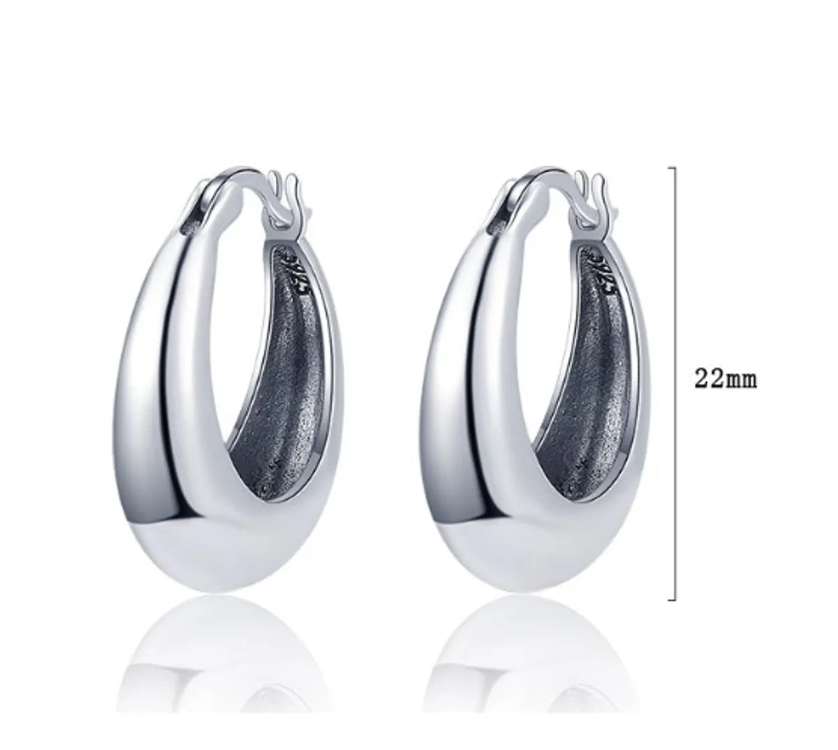 1 Pair Casual U Shape Plating Sterling Silver White Gold Plated Earrings