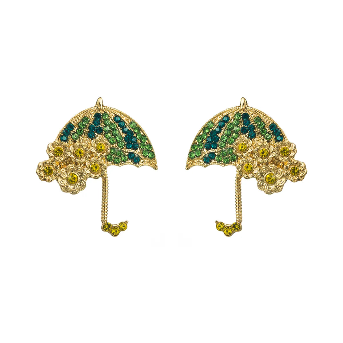 1 Pair Casual Umbrella Inlay Alloy Rhinestones Gold Plated Silver Plated Ear Studs