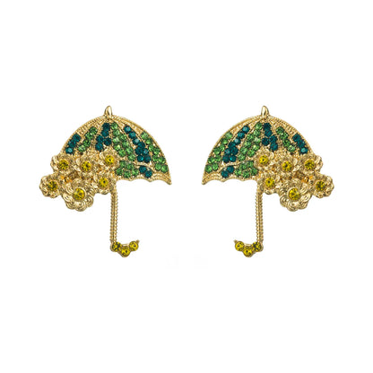 1 Pair Casual Umbrella Inlay Alloy Rhinestones Gold Plated Silver Plated Ear Studs