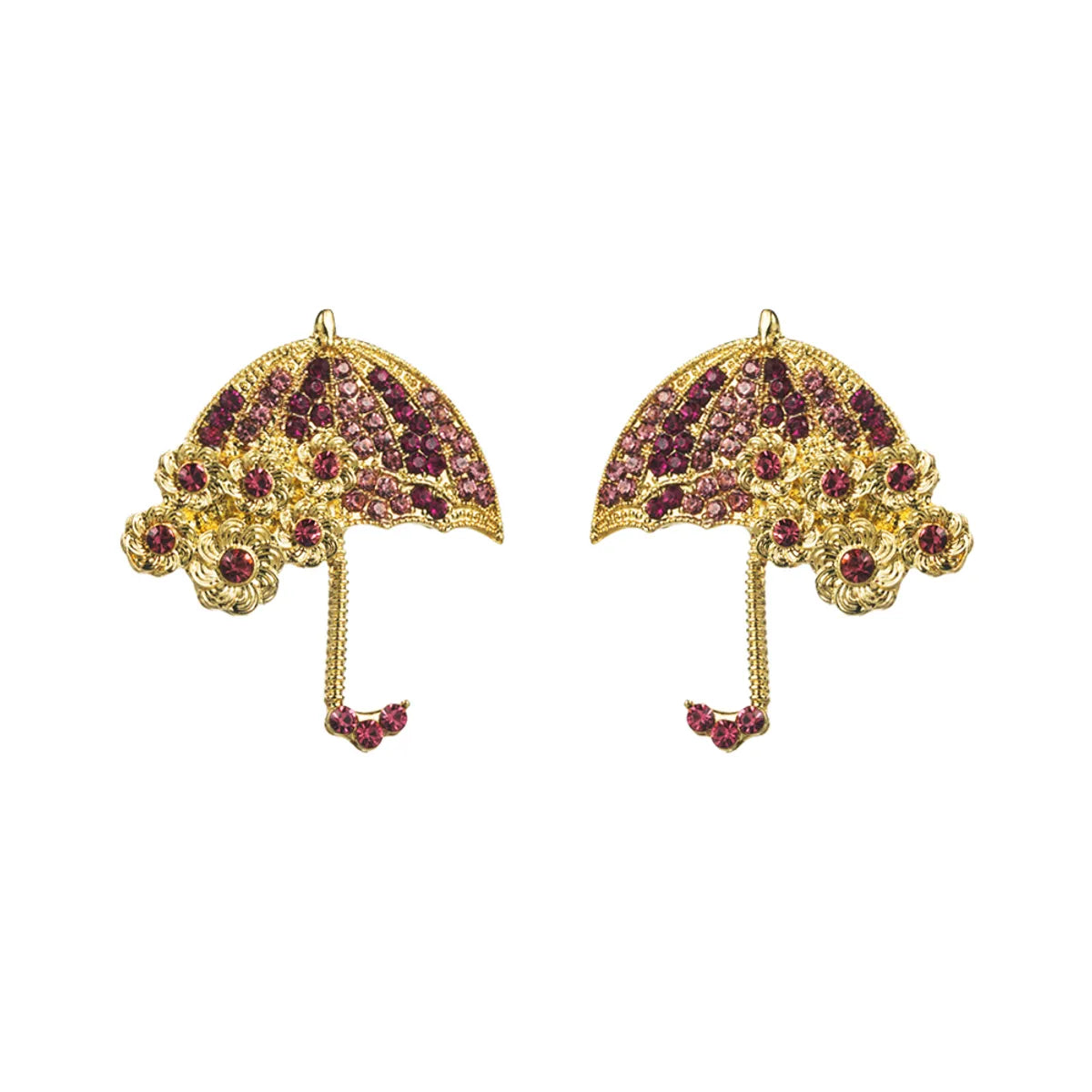 1 Pair Casual Umbrella Inlay Alloy Rhinestones Gold Plated Silver Plated Ear Studs