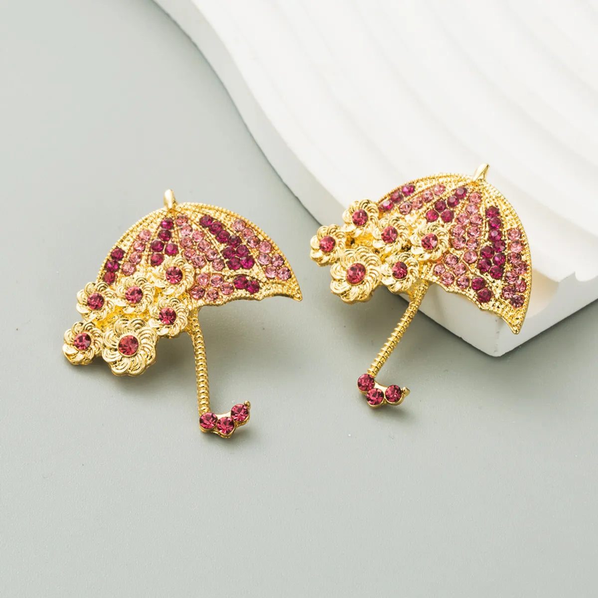 1 Pair Casual Umbrella Inlay Alloy Rhinestones Gold Plated Silver Plated Ear Studs