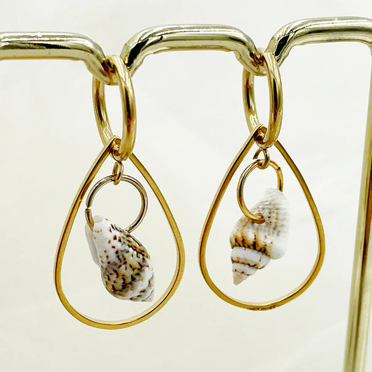 1 Pair Casual Vacation Beach Conch Plating Stainless Steel Gold Plated Earrings