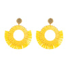 1 Pair Casual Vacation Beach Tassel Patchwork Alloy Raffia Drop Earrings