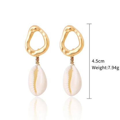 1 Pair Casual Vacation Bohemian Conch Shell Fish Tail Pearl Alloy Shell Drop Earrings