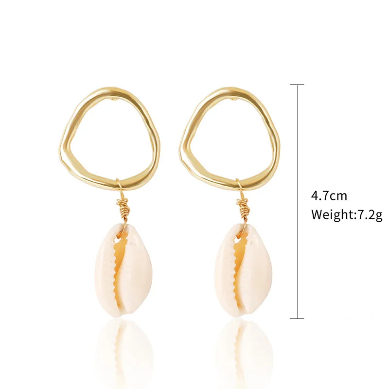 1 Pair Casual Vacation Bohemian Conch Shell Fish Tail Pearl Alloy Shell Drop Earrings