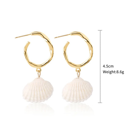 1 Pair Casual Vacation Bohemian Conch Shell Fish Tail Pearl Alloy Shell Drop Earrings