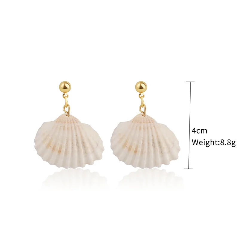 1 Pair Casual Vacation Bohemian Conch Shell Fish Tail Pearl Alloy Shell Drop Earrings