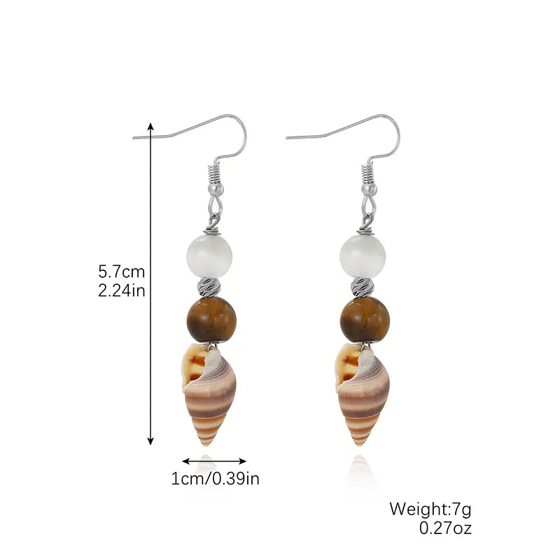 1 Pair Casual Vacation Bohemian Conch Shell Fish Tail Pearl Alloy Shell Drop Earrings