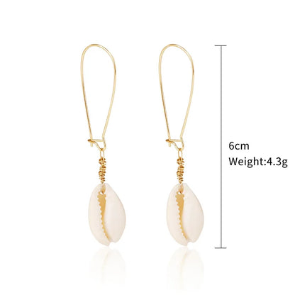 1 Pair Casual Vacation Bohemian Conch Shell Fish Tail Pearl Alloy Shell Drop Earrings