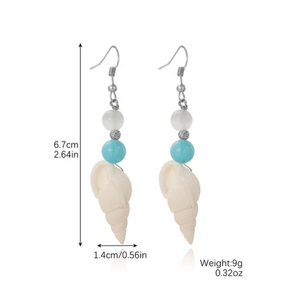 1 Pair Casual Vacation Bohemian Conch Shell Fish Tail Pearl Alloy Shell Drop Earrings