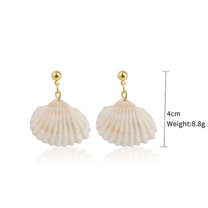 1 Pair Casual Vacation Bohemian Conch Shell Fish Tail Pearl Alloy Shell Drop Earrings