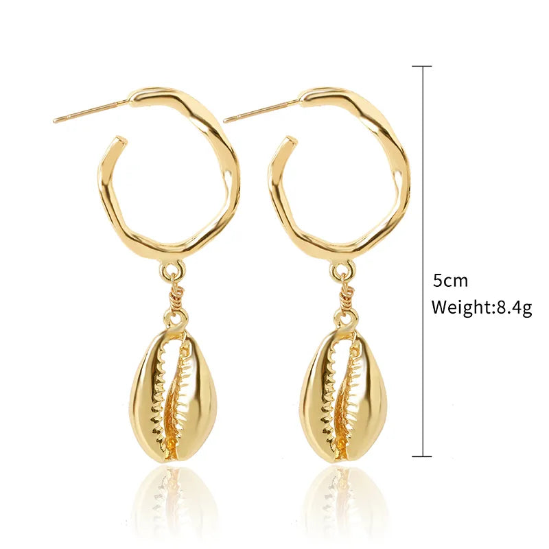 1 Pair Casual Vacation Bohemian Conch Shell Fish Tail Pearl Alloy Shell Drop Earrings