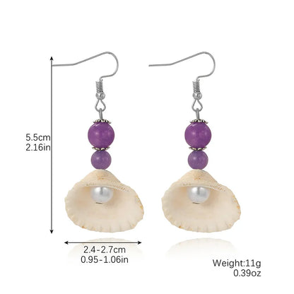 1 Pair Casual Vacation Bohemian Conch Shell Fish Tail Pearl Alloy Shell Drop Earrings