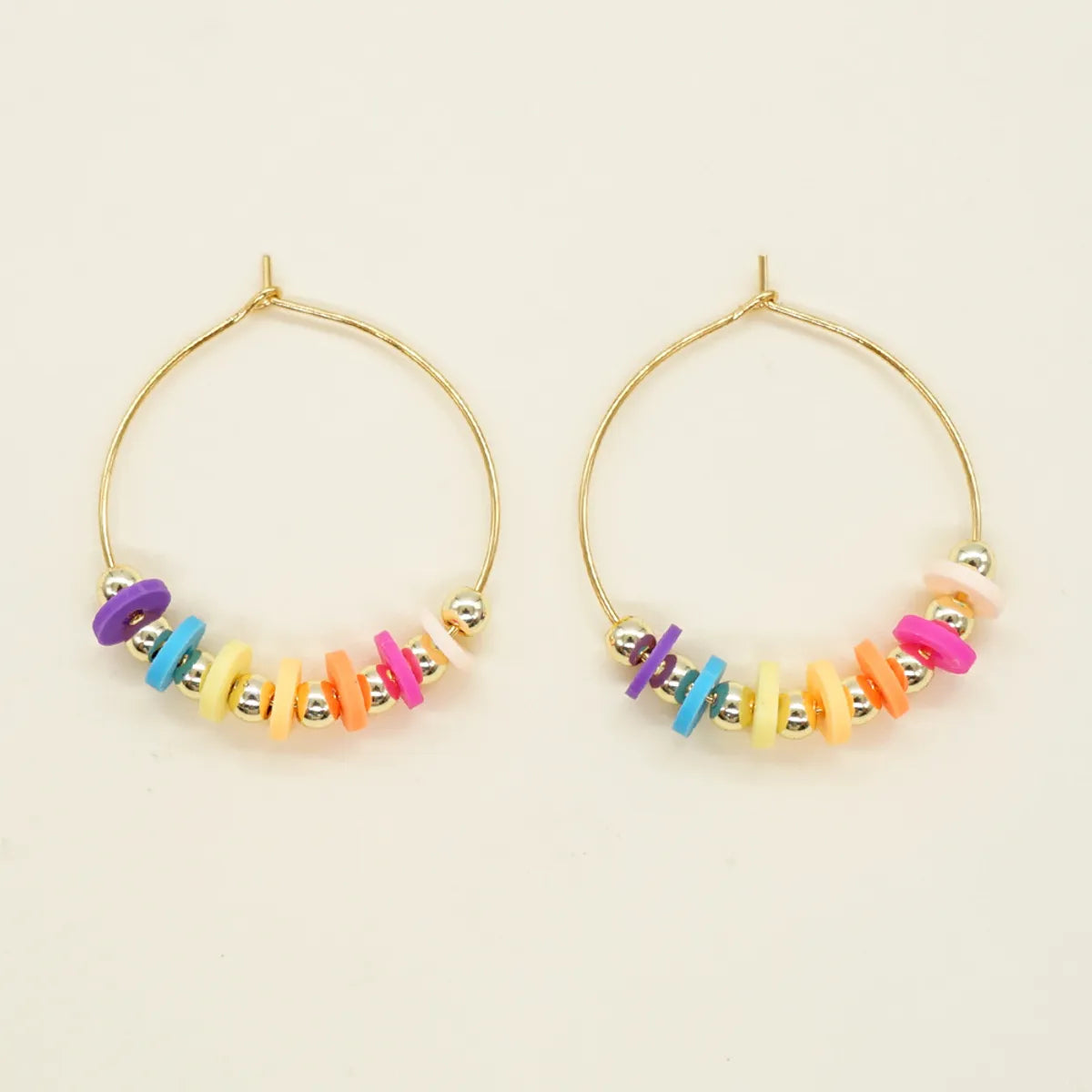 1 Pair Casual Vacation Circle Beaded Soft Clay Earrings