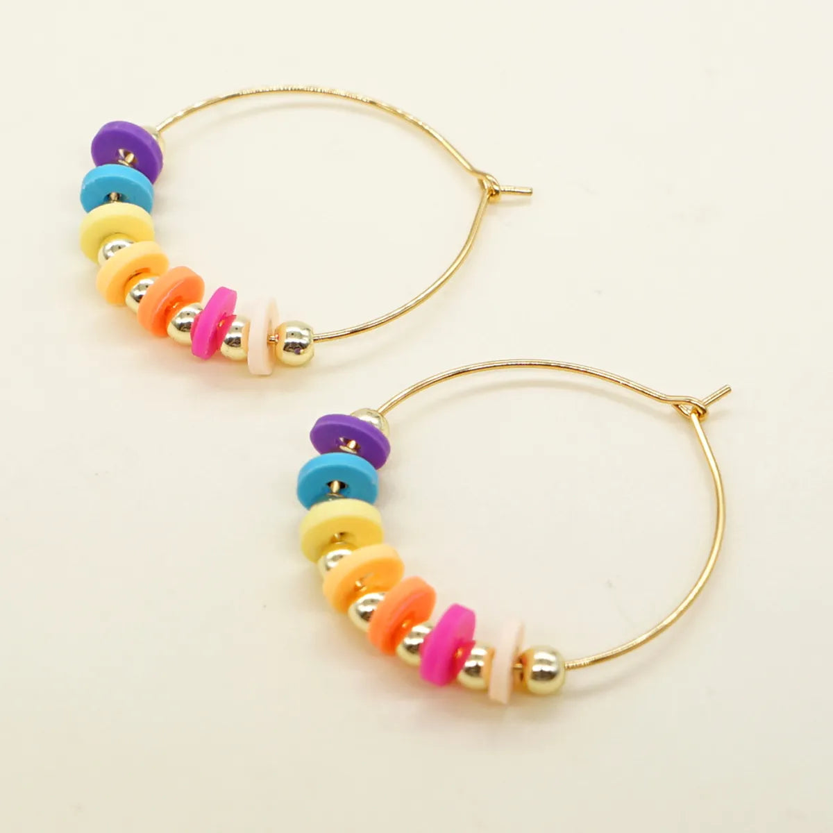 1 Pair Casual Vacation Circle Beaded Soft Clay Earrings