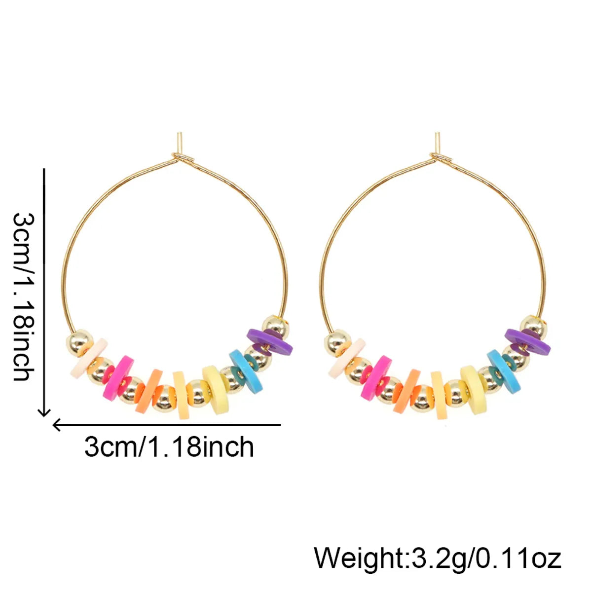 1 Pair Casual Vacation Circle Beaded Soft Clay Earrings