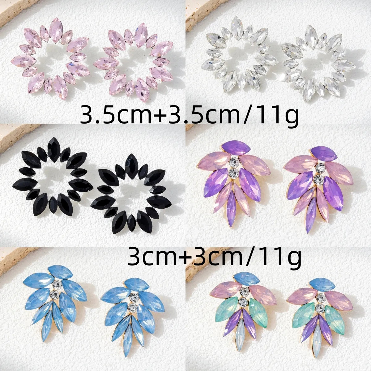 1 Pair Casual Vacation Circle Leaves Inlay Alloy Rhinestones Ear Studs